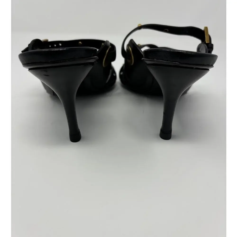 Gucci Women's Black Studded Strappy Heels Size 8 - Picture 5 of 16